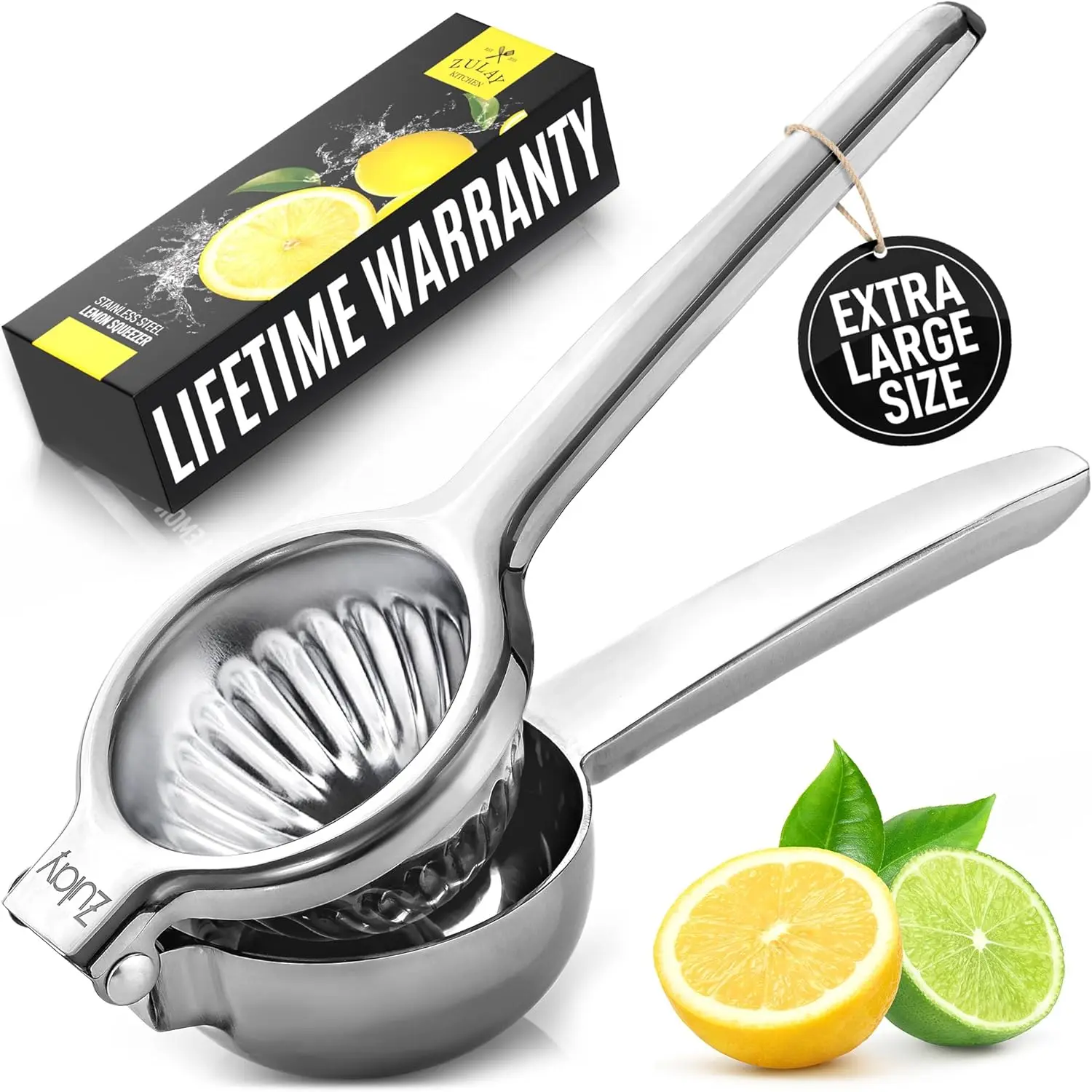

Stainless Steel Heavy Duty Lemon Juicer - Easy Squeeze Citrus Press for Lemons, Limes & Oranges