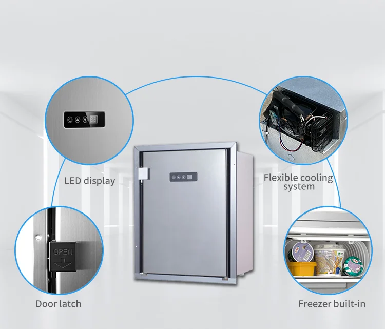 Stainless Steel Single Door Upright Built-in DC 12v 24v Marine Fridge Dual Zone Portable Fridge for Yacht Car RV Boat