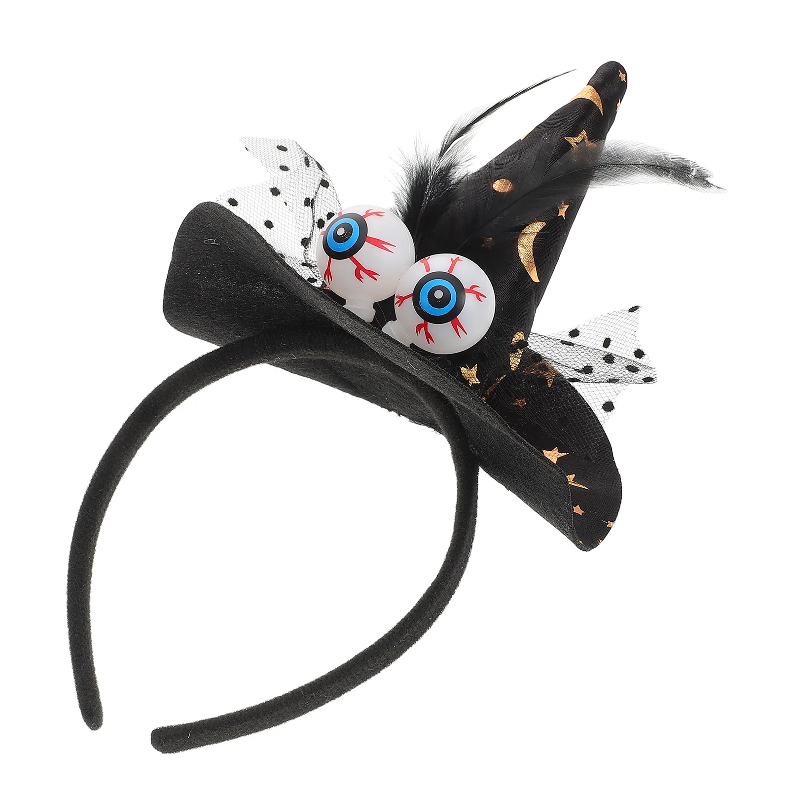 Halloween Witch Hat Headband Lace Eyeball Hair Hoop Spooky Halloween Costume Party Masquerade Cosplay Accessories