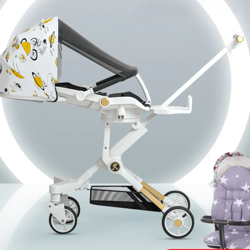 

Baby stroller can sit and lie down, fold high view, two-way baby baby walking artifact