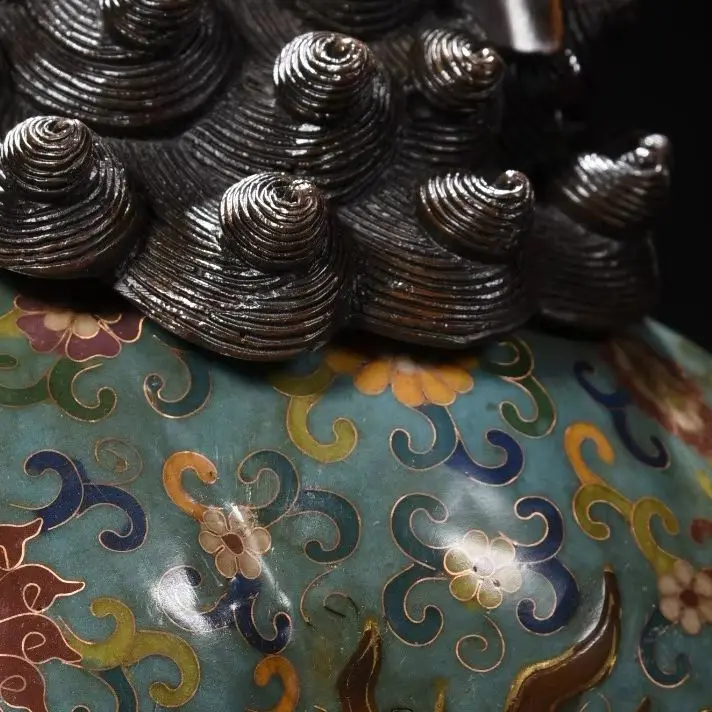 Temple Collection Old Bronze Cloisonne Wangtian Roar Divine Beast Statue Unicorn  Incense burner Town House