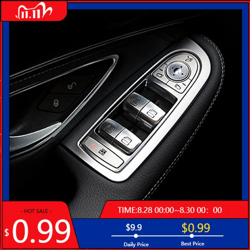 

Interior Stickers Stainless steel Car Door Glass Lifting Switch Panel Decoration Cover Trim For Mercedes Benz C class W205 GLC X