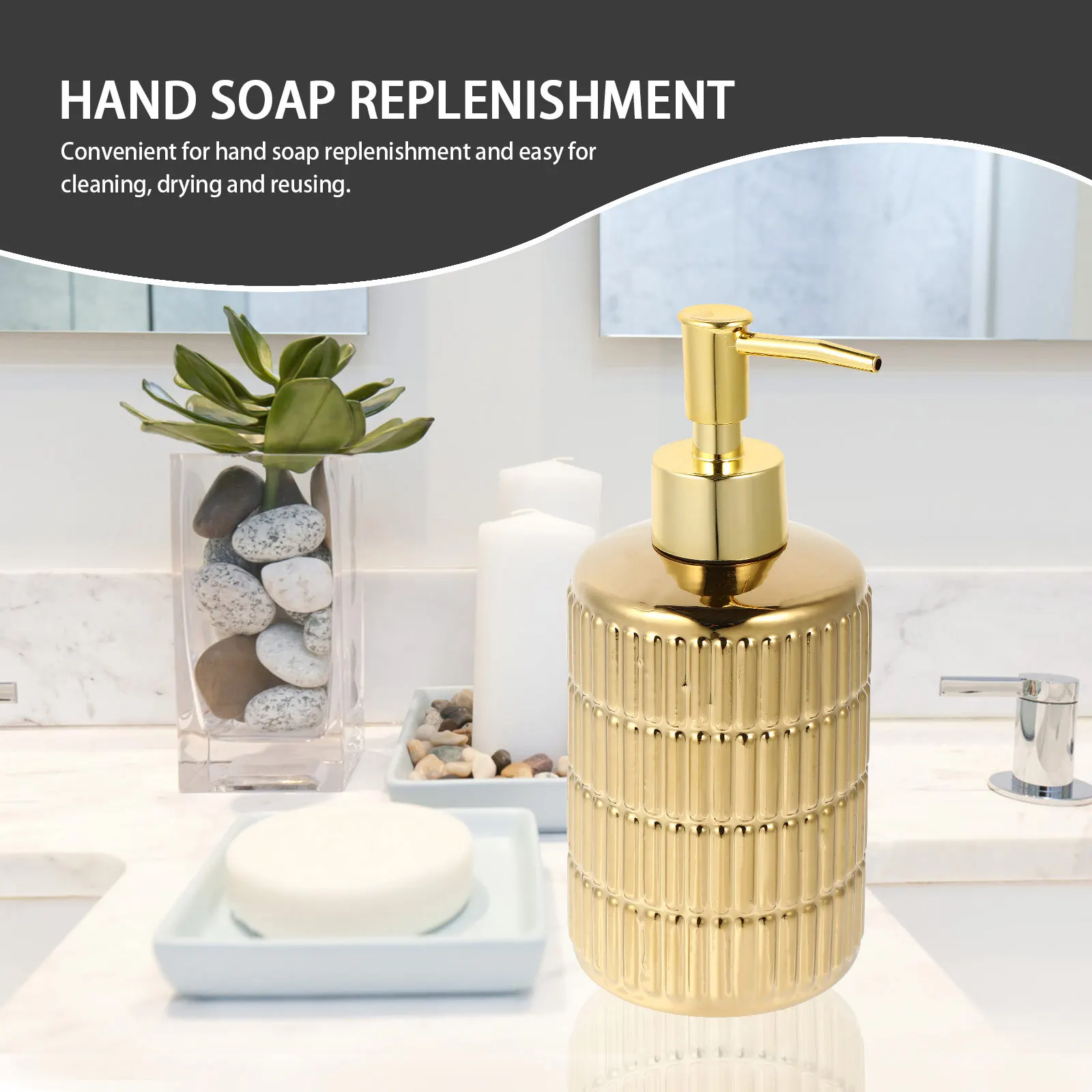 1pc Subpacking Bottle For Liquid Press Pump Dispenser Reusable Soap Shampoo Lotion Holder Ceramic Bathroom Container