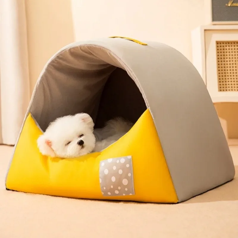 

Winter Insulated Dog House for Small Medium Dogs, Chew-Proof Pet Bed with Semi-Enclosed Design, Cozy Cat Hideout Shelter