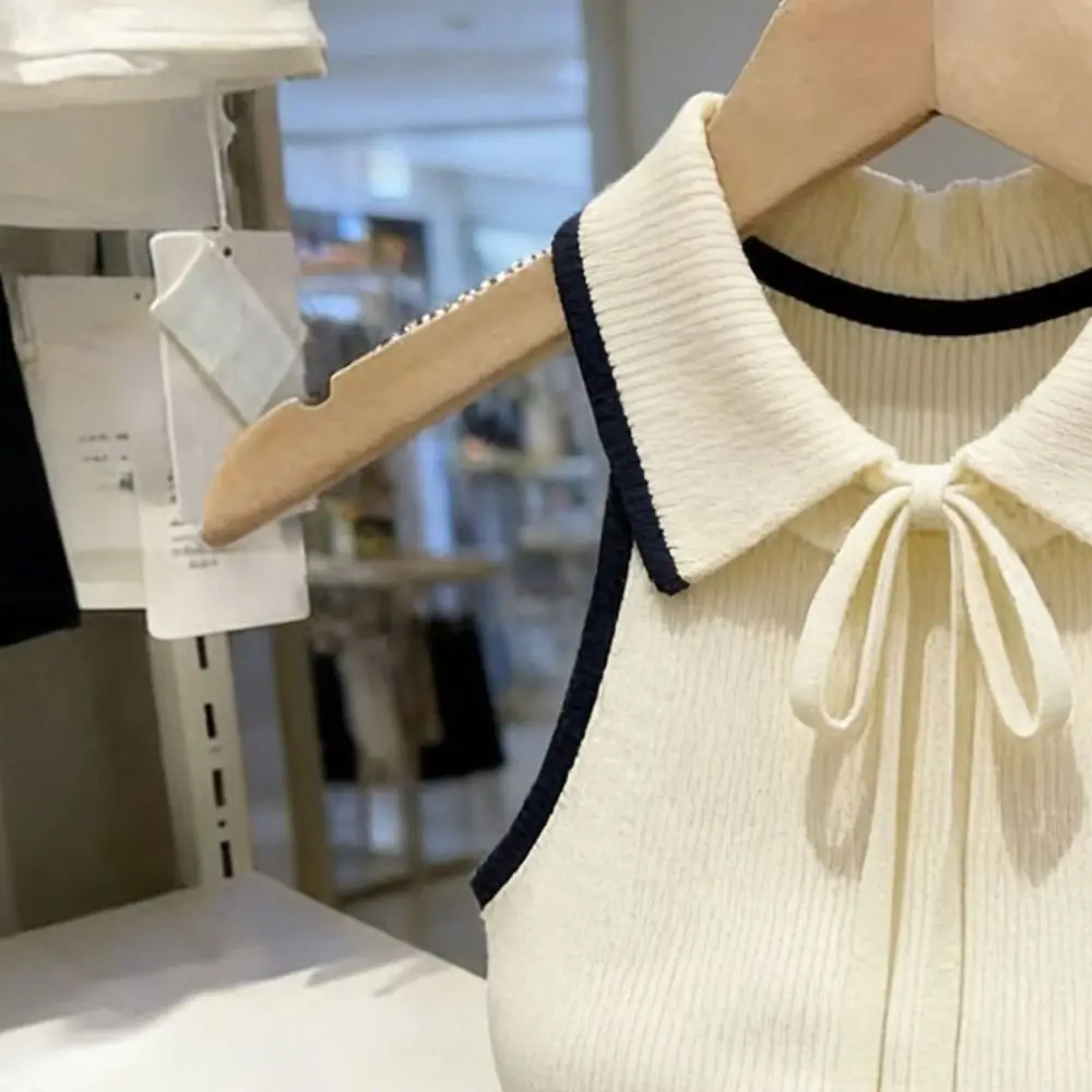 Trendy Knit Texture Knitted Vest Top Summer Weight Slimming Fit Sleeveless Shirt Halter Design Slim Base Shirt Summer Wear