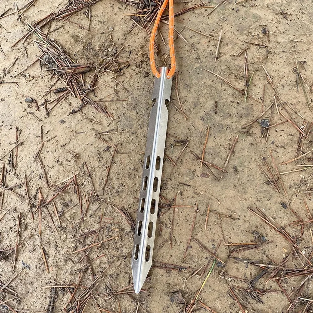 4PCS Ti Alloy Material V-Shaped Tent Pegs V-Shaped Design 10X10X160mm Camping Tent Nails Ultralight Tent Pegs For Hiking