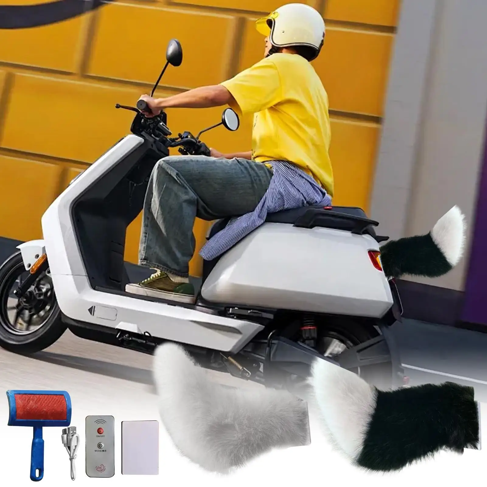 Scooter Plush Tail Remote Control Prank Toy Adjustable Swing Motorcycle Tail For Women Female Rider Anime Costume Outdoor view 2