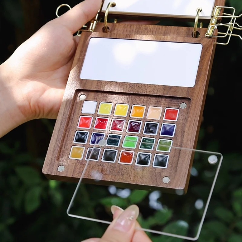 Пустая акварельная палитра из орехового дерева, акварельная палитра с отрывными листами, портативная коробка для рисования, инструменты для рисования, товары для рукоделия