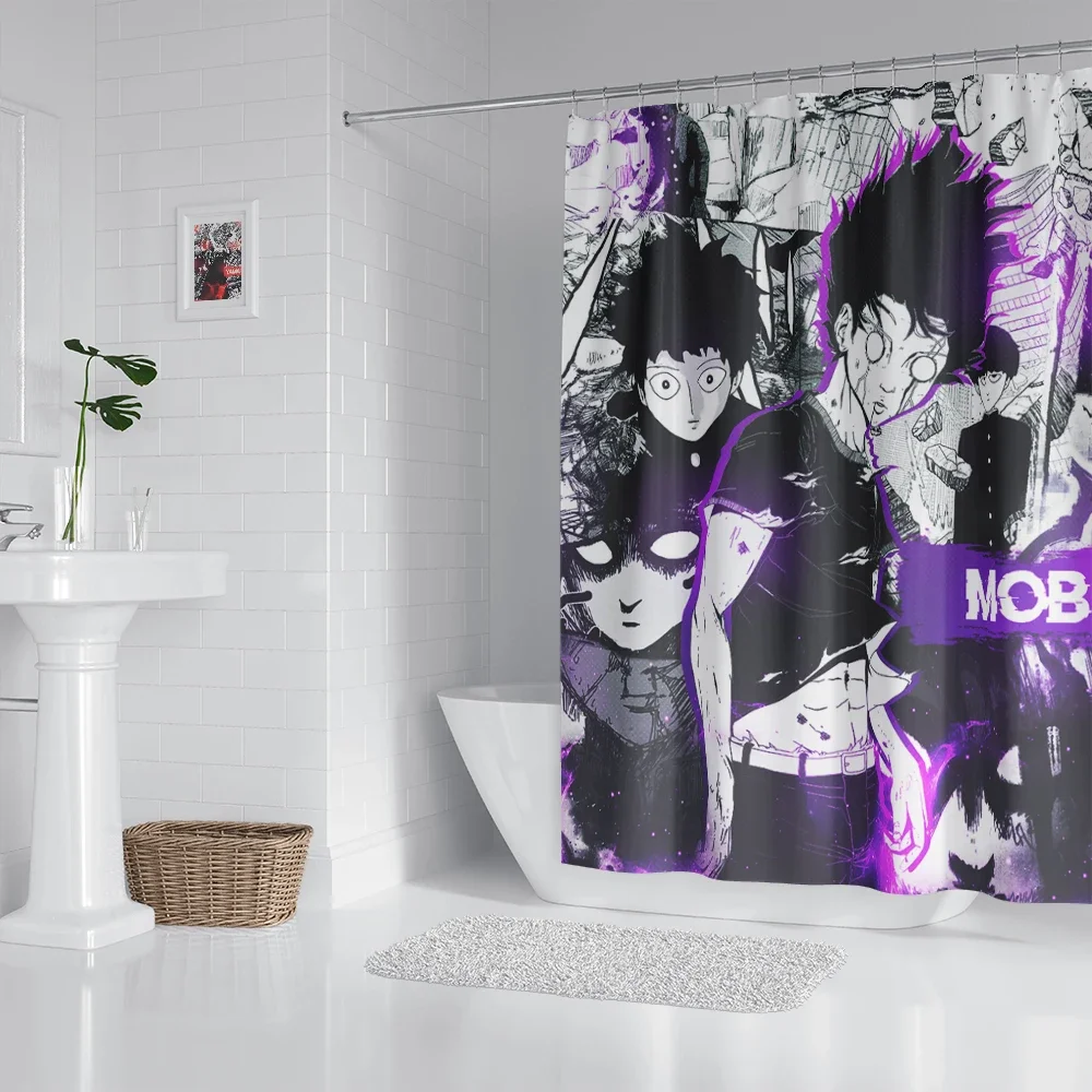 Anime Bathroom Shower Curtain With Hooks, Decorative Bathroom Curtains And Accessories Anime Curtain Decor