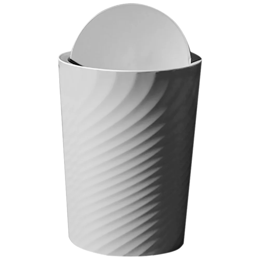 Waste Paper Basket Threaded Trash Can with Cover Thicken Garbage Bucket Office Bin