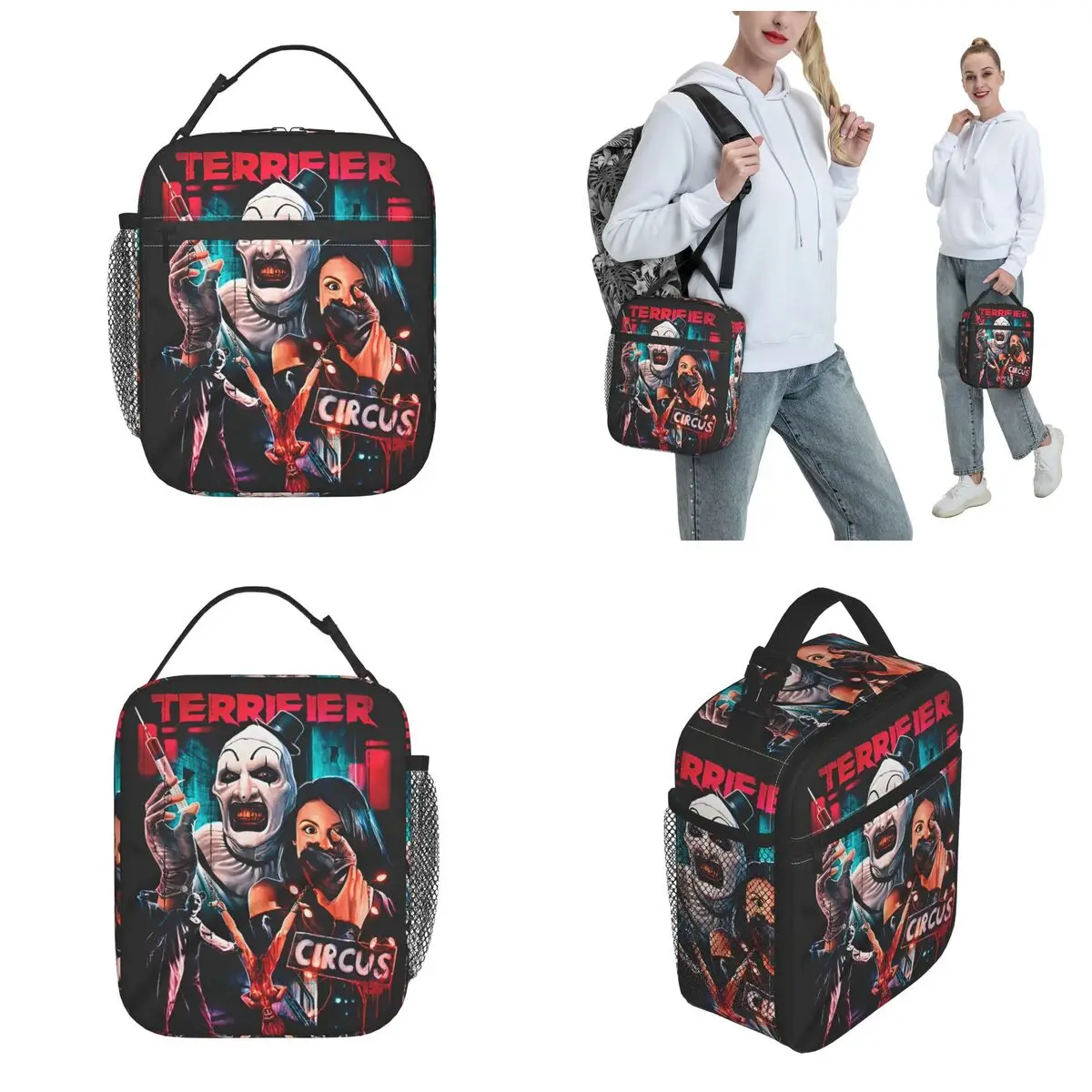 Terrifier 3 Horror Clown Insulated Lunch Bags Thermal Bag  Meal Container Leakproof Tote Lunch Box Girl Boy Beach Travel