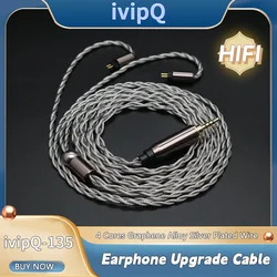 ivipQ 4 Cores Graphene Alloy Silver Plated Wire MMCX 0.78mm 2 PIN QDC TFZ Replacement Earphone Cable Audio Upgrade Cable