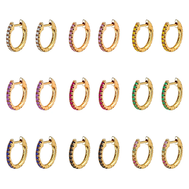 TIANDE Gold Color Classic Round Hoop Earrings For Women Color  Zircon Piercing Huggie Earrings 2023 Fashion Jewelry Wholesale