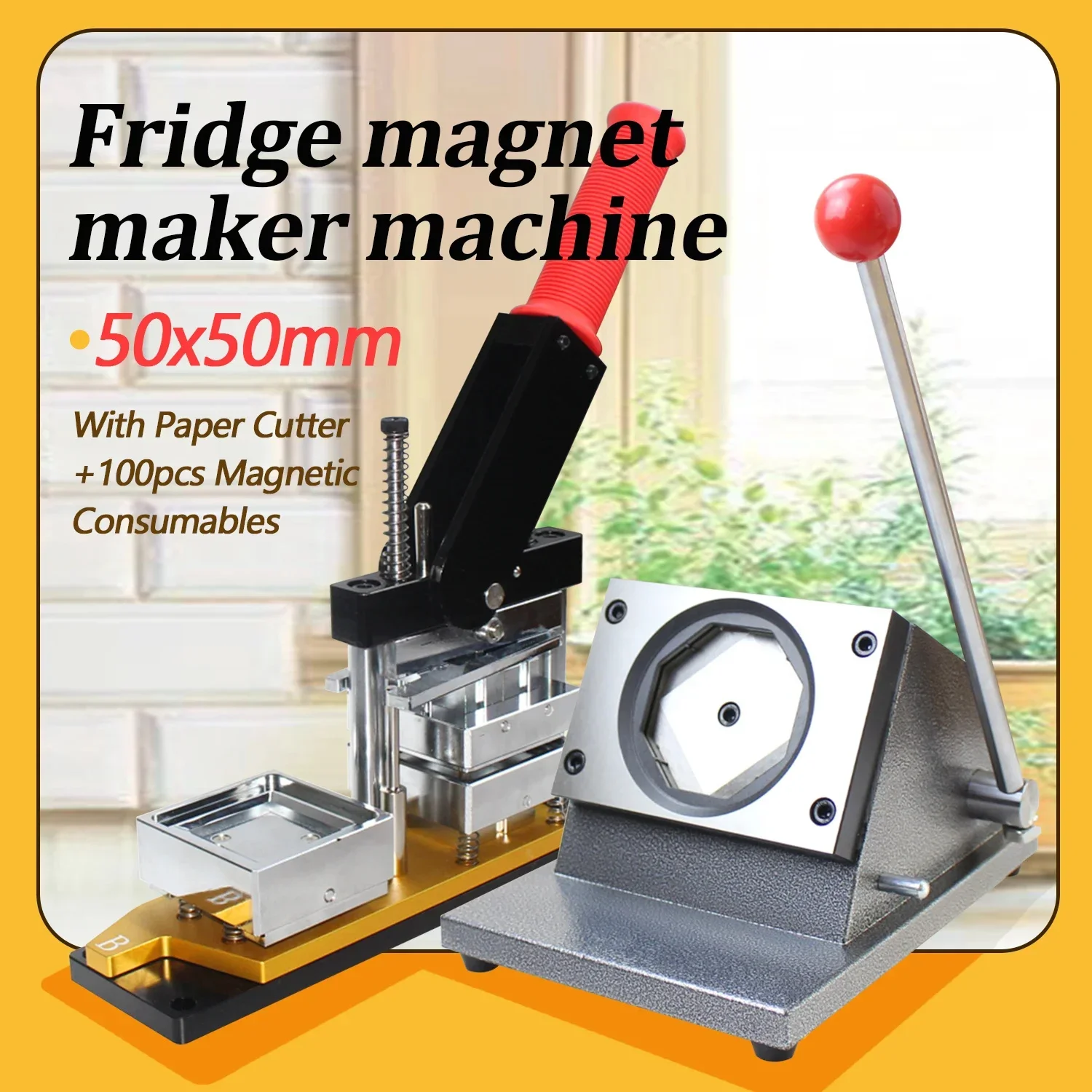 

50×50mm Refrigerator Magnet Rotating Machine Maker Custom Photo Kit For Gift Wedding Souvenirs With 100Pcs Magnetic Parts+Cutter