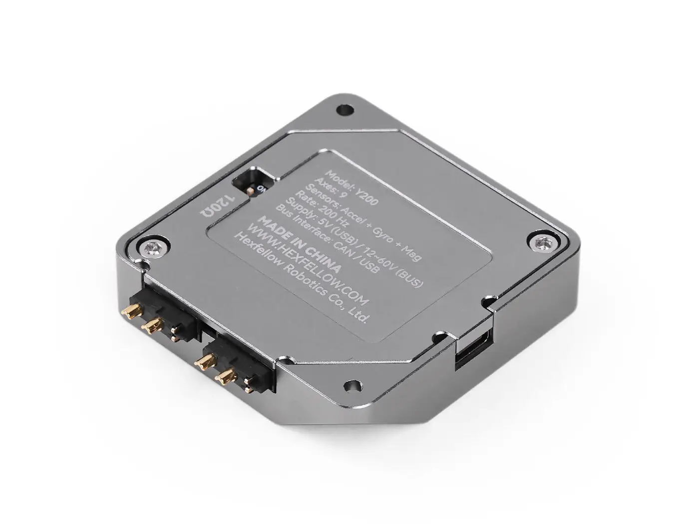 Hexfellow Y200 Giroscopio IMU de 9 ejes para robots robóticos, XT30 CAN, compatible con alimentación de 60 V