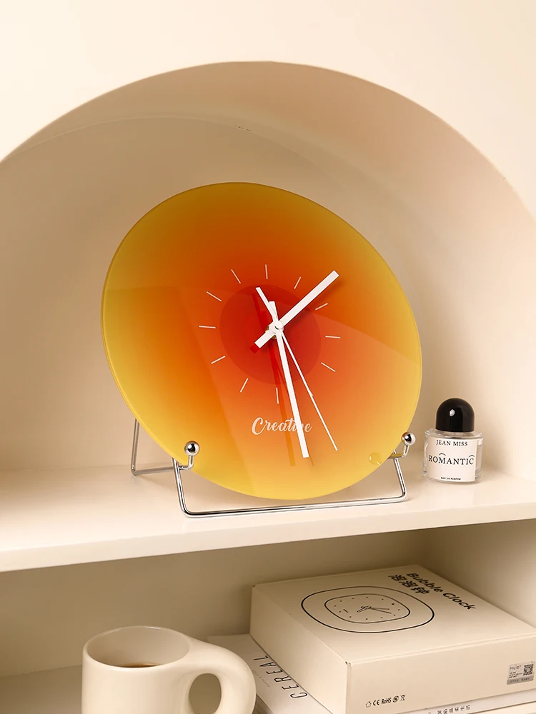 Sunset clock, wall clock, living room, glass table, tabletop, simple bedside, creative clock, tabletop