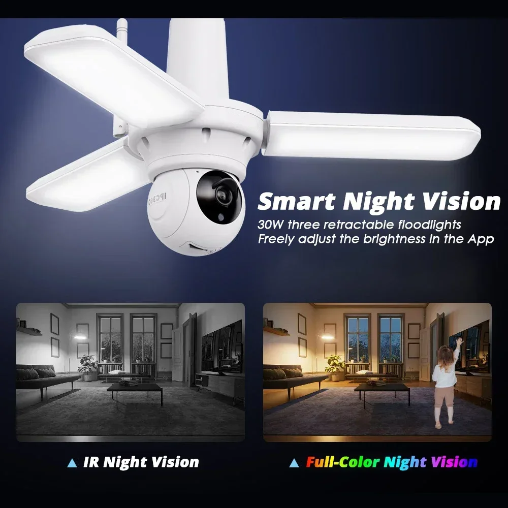 5MP WIFI Security PTZ Camera E27 Bulb Floodlight Auto Track Video Wireless Surveillance IP Cameras Wi-Fi PTZ Home Night Vision