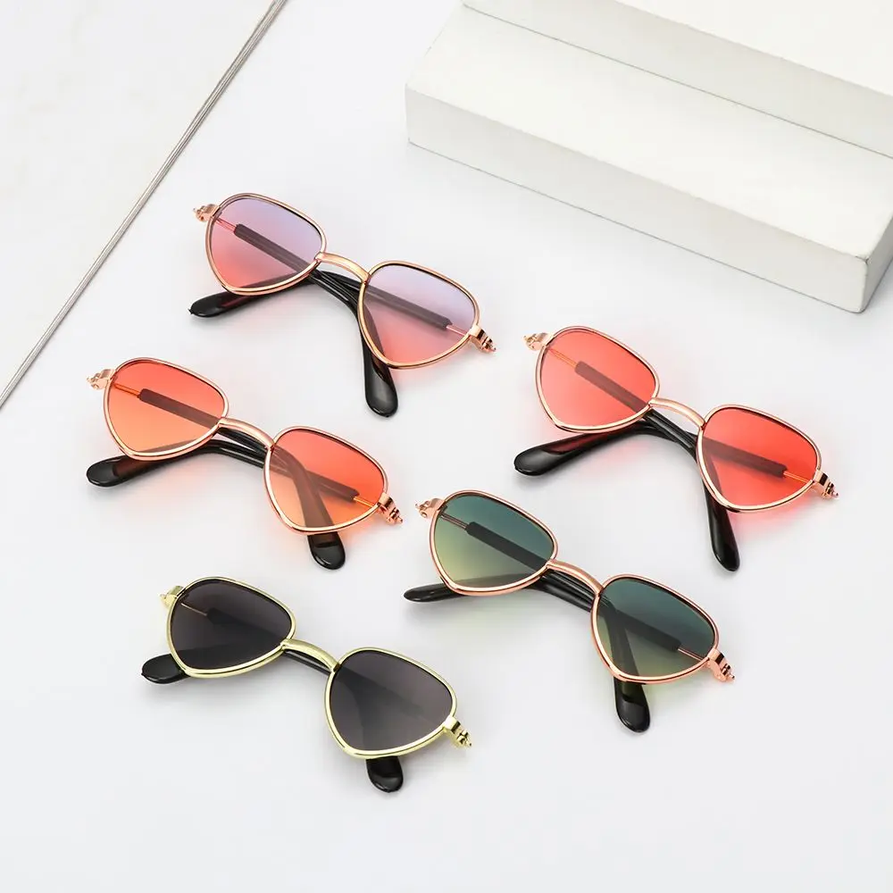 New Fashion Mini Heart-Shape Doll Sunglasses Cute Kids Girls Plush Doll Eyeglasses Pet Eyewear Gift Miniature Doll Accessories