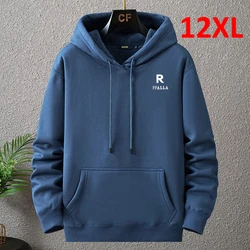 Herfst Winter Dikke Fleece Hoodie Mannen 12XL 10XL Plus Size Hoodies Mannelijke Afdrukken Hooded Trui Big Size 12XL Losse Hoodies blauw