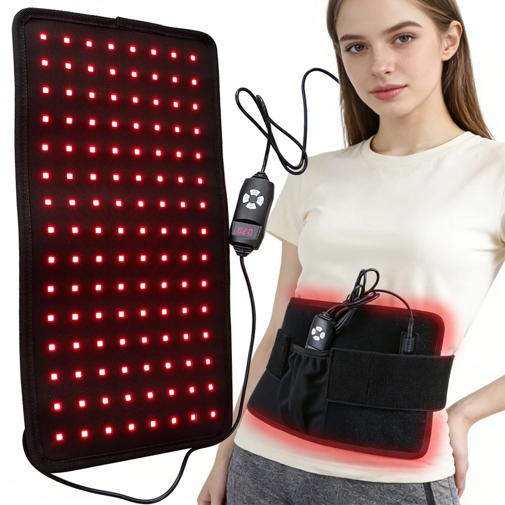 120 LEDs Phototherapy Red Light 850nm 660nm Waist Massage Belt Hot Compress Relaxation Back Pain Relief Body Shaping Weight Loss view 2