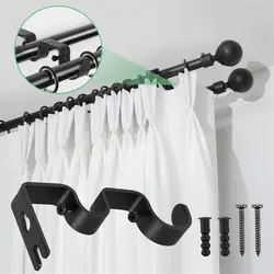 2pcs Curtain Rod Wall Hook Drapery Pole Hook Curtain Pole Bracket Curtain Accessory Curtain Pole Holder Drapery Rod Holder