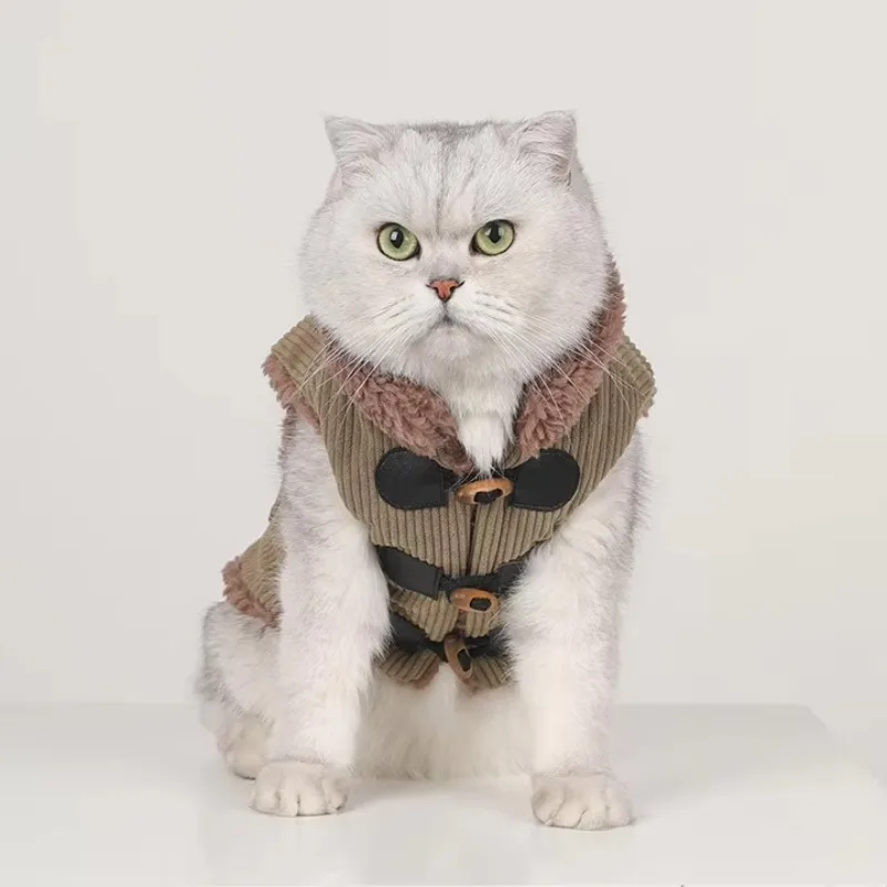 High-Quality Fleece-Lined Thickened Corduroy Cotton Vest for Cats and Dogs