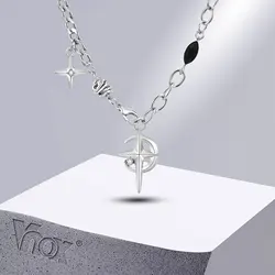 Vnox Stainless Steel Hip Hop Star Moon Polishing Chain Inlay Gem Pendant Necklace for Men Women, Unisex Chain Collar