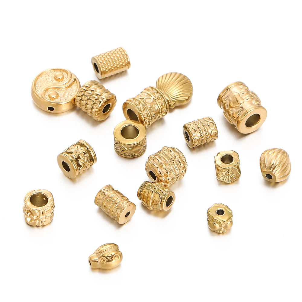 

5 шт./лот, большие бусины с большими отверстиями из нержавеющей стали, бусины-разделители, подвески-подвески для изготовления ювелирных изделий, браслет, ожерелье, принадлежности