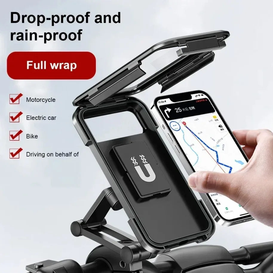 

360° Swivel Waterproof Motorcycle Bike Mobile Phone Holder Magnetic Universal Bicycle GPS Adjustable Motorcycle Cellphone Holde