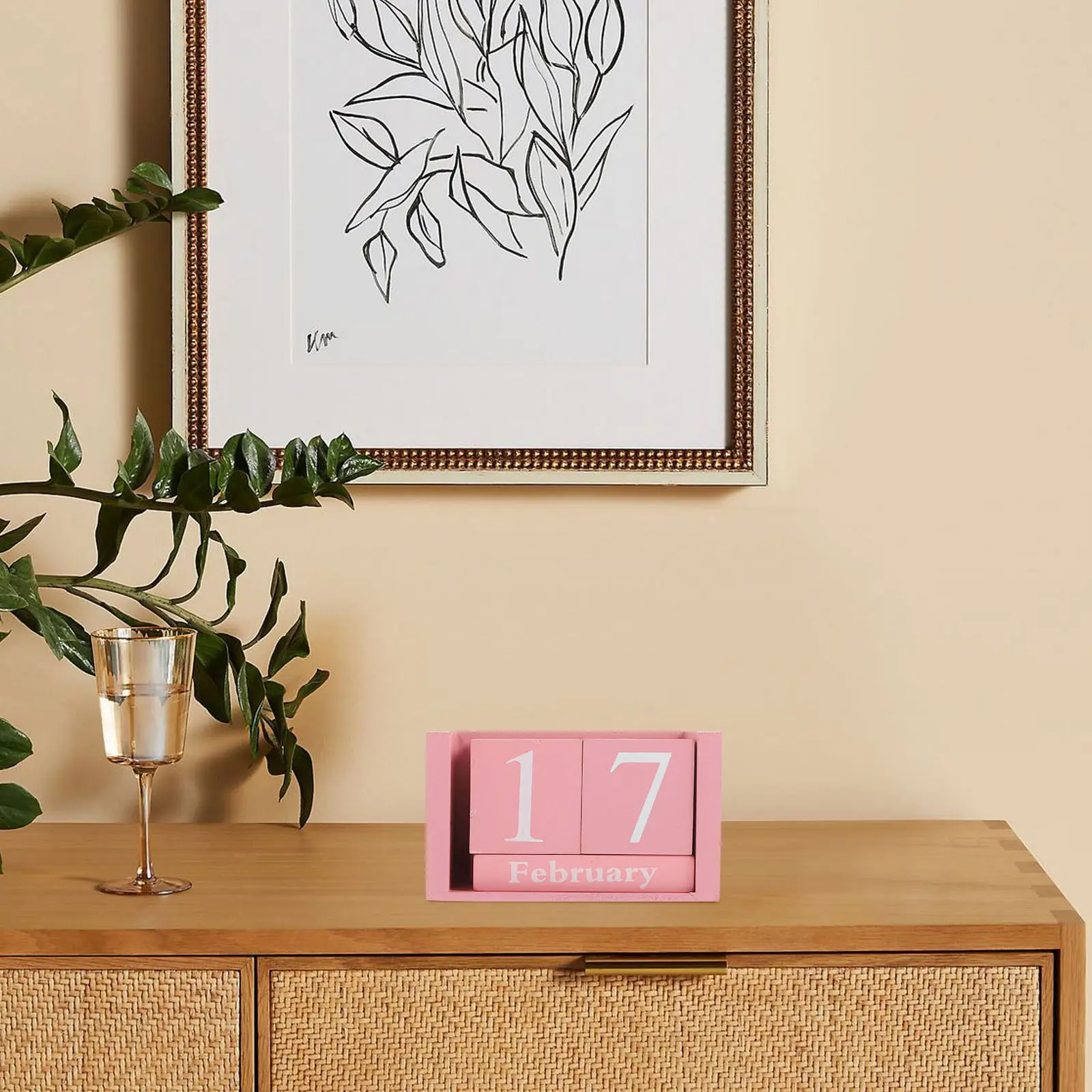 

Never Ending Wooden Date Manual Adjustable Blocks Retro Pink Numbers For Desk Decoration Home Office Perpetual Calendar