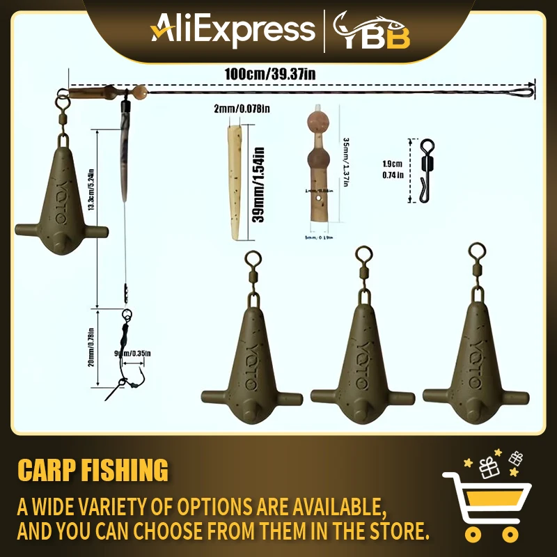 Carp Fishing Helicopter & Ronnie Rig Set with Coated Lead Weights, Ready Tied Anti Tangle for Carp Angling, Available in 57G-113