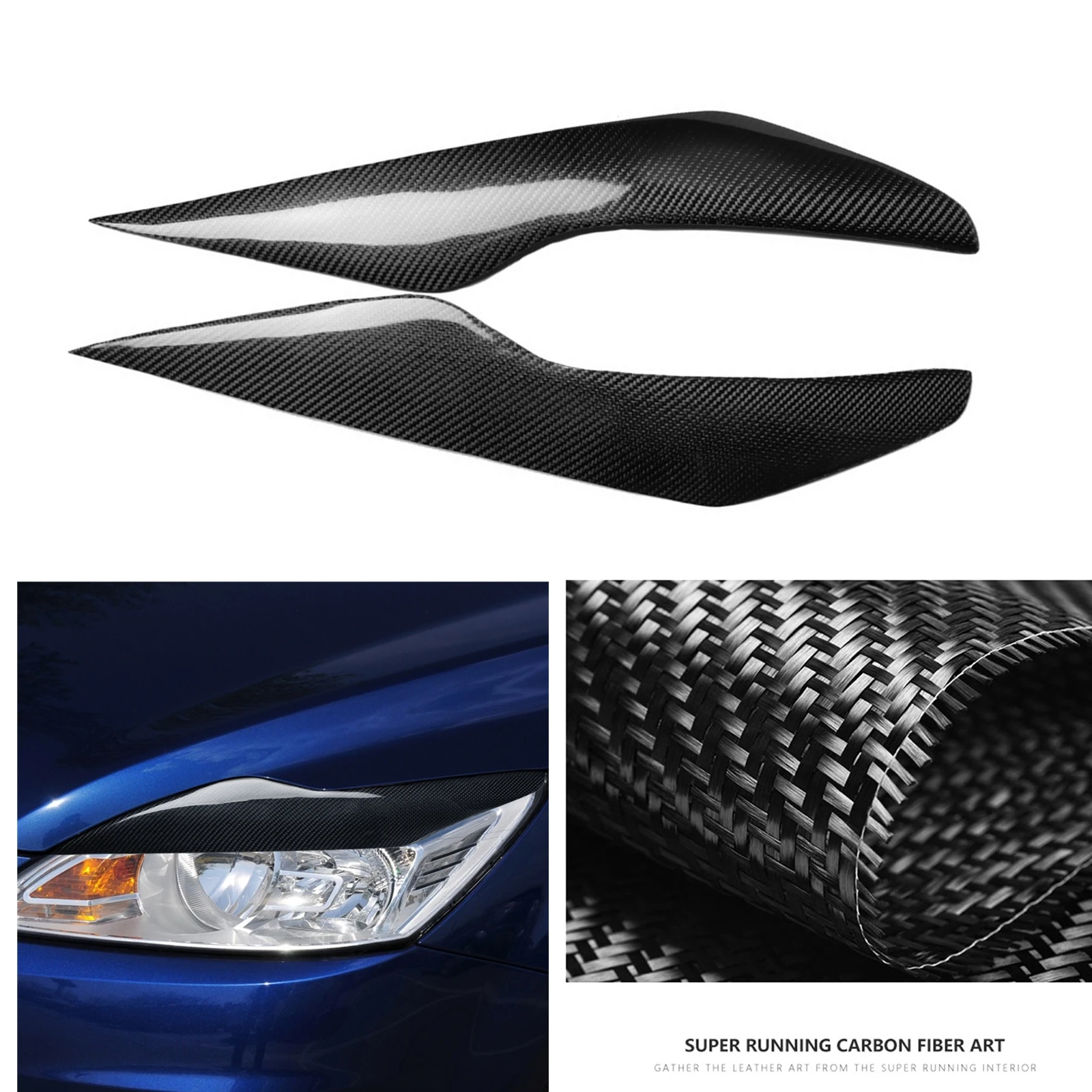 

Headlight Eyebrow Headlamp Eyelid Trim For Ford Focus MK2 2009-2011 Carbon Fiber Front Head Light Lamp Brow Cover Strip Sticker