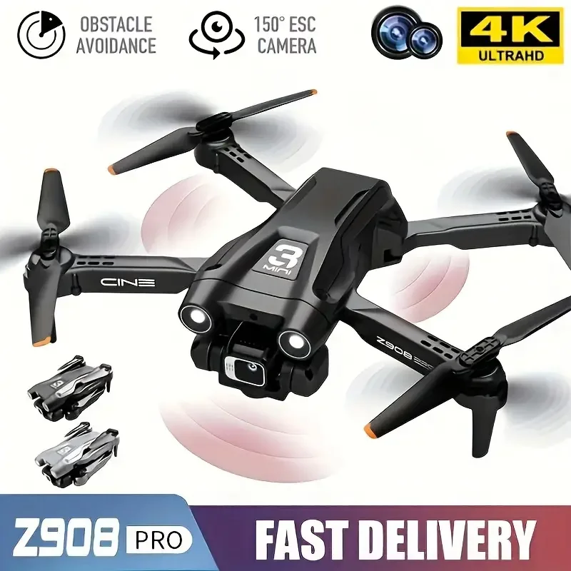 Z908 PRO Remote Control 150° ESC 1080P Dual Camera Drone Brushless Motor Headless Mode 50x Zoom Gravity Sensing, 3 Batteries