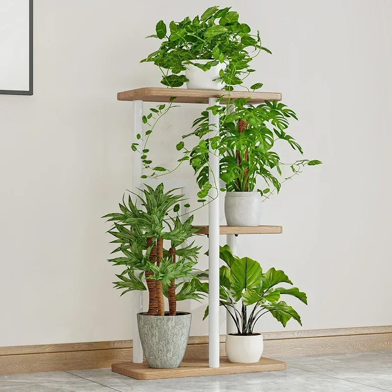 Tiered Outdoor Plant Shelf Rack Wooden Flowers Black Pedestal Plant Shelf Rack Floor Patio Bitki Raflar Balcony Furniture