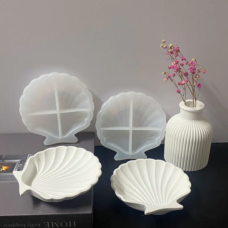 Shell Dish Silicone Mold DIY Epoxy Resin Jewelry Disc Mold Scallops Plates Candles Jewelry Storage Plates Drip Glue Gypsum Molds