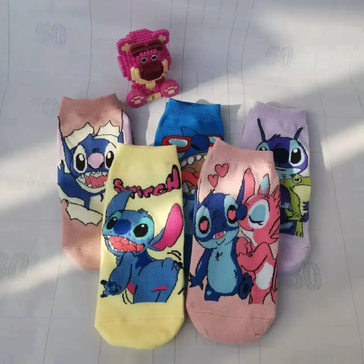 5Pairs/Set Disney Cotton Socks Anime Stitch Short Socks Kawaii Lilo & Stitch Kids Women Breathable Sports Socks Christmas Gift