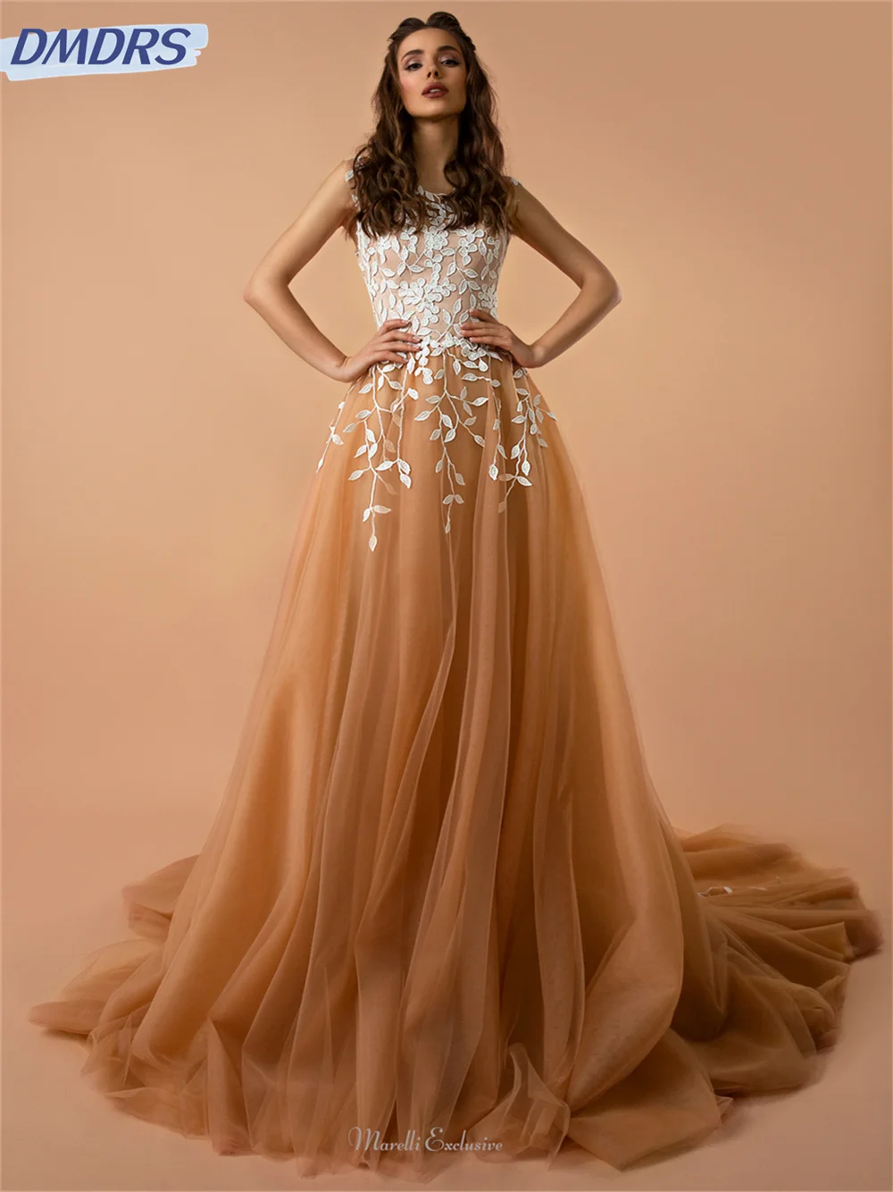 Elegante abito da sposa a-line 2024 abiti classici con stampa da pavimento abito da festa in Tulle semplice Vestidos De Novia