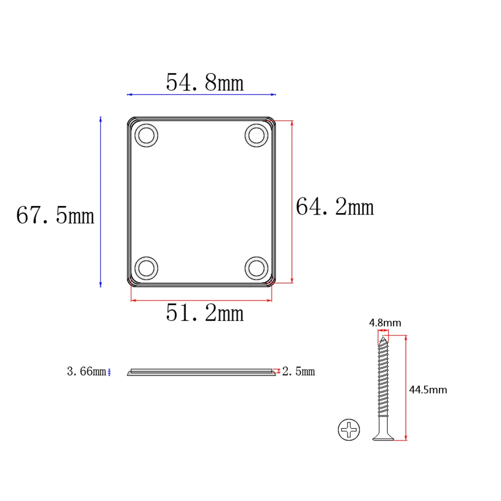 

Zinc Alloy Guitar Neck Reinforcing Plate Square Neck Base Plate 4 Holes Tl Style Electric Guitar Bass Protecting