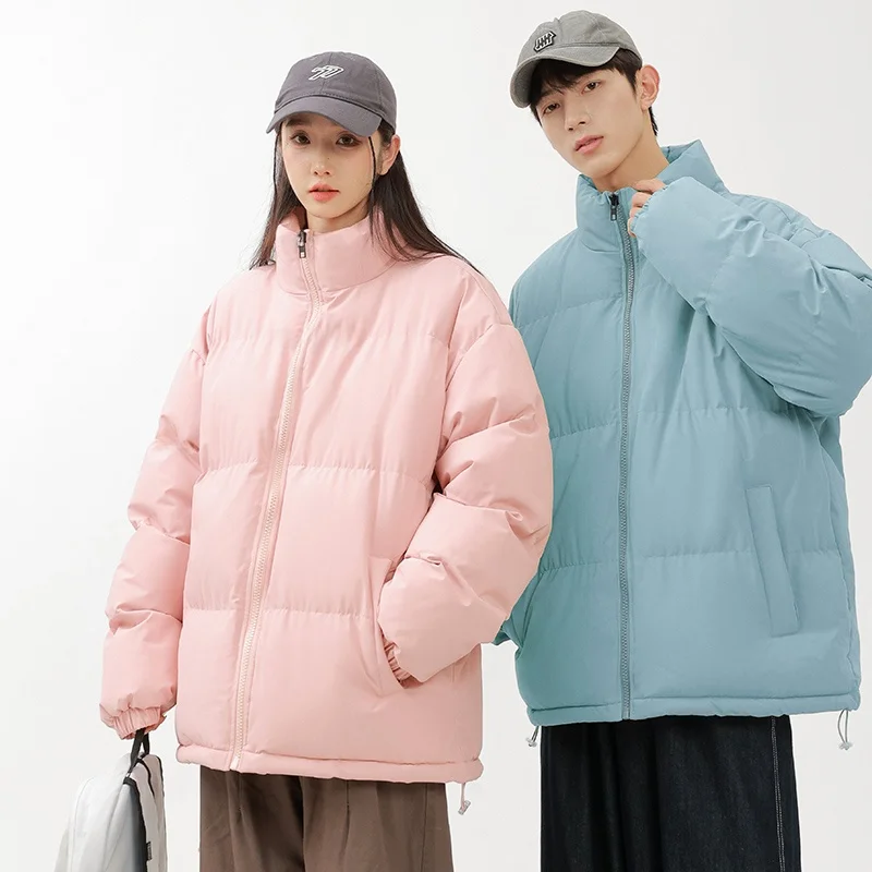 سترة قطنية جديدة سميكة بياقة عالية للجنسين، ملابس خارجية دافئة للخريف والشتاء، لون نقي متعدد الاستخدامات بأسلوب شبابي عصري لل... #2