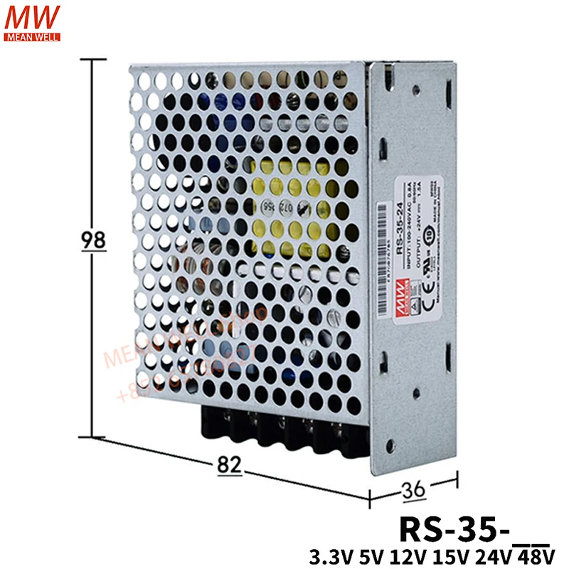 MEAN WELL 35W Single Output Switched Switching Power Supply RS-35-5 RS-35-12 RS-35-15 RS-35-24 RS-35-48 Metal case