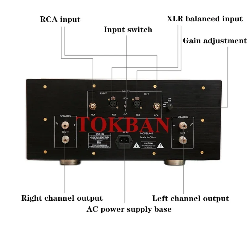 Tokban Reference Accuphase A45 Class A Power Amplifier High Power 90w*2 Balanced XLR Input Vu Meter HIFI Amplifier Audio