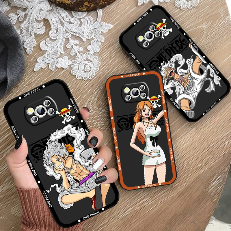 Casing ponsel Xiaomi, Kartun One p-piece untuk Xiaomi Mi Poco F5 F4 F3 F2 X5 X4 X3 M6 M5 M5S M4 M3 C40 Pro GT NFC 5G hitam