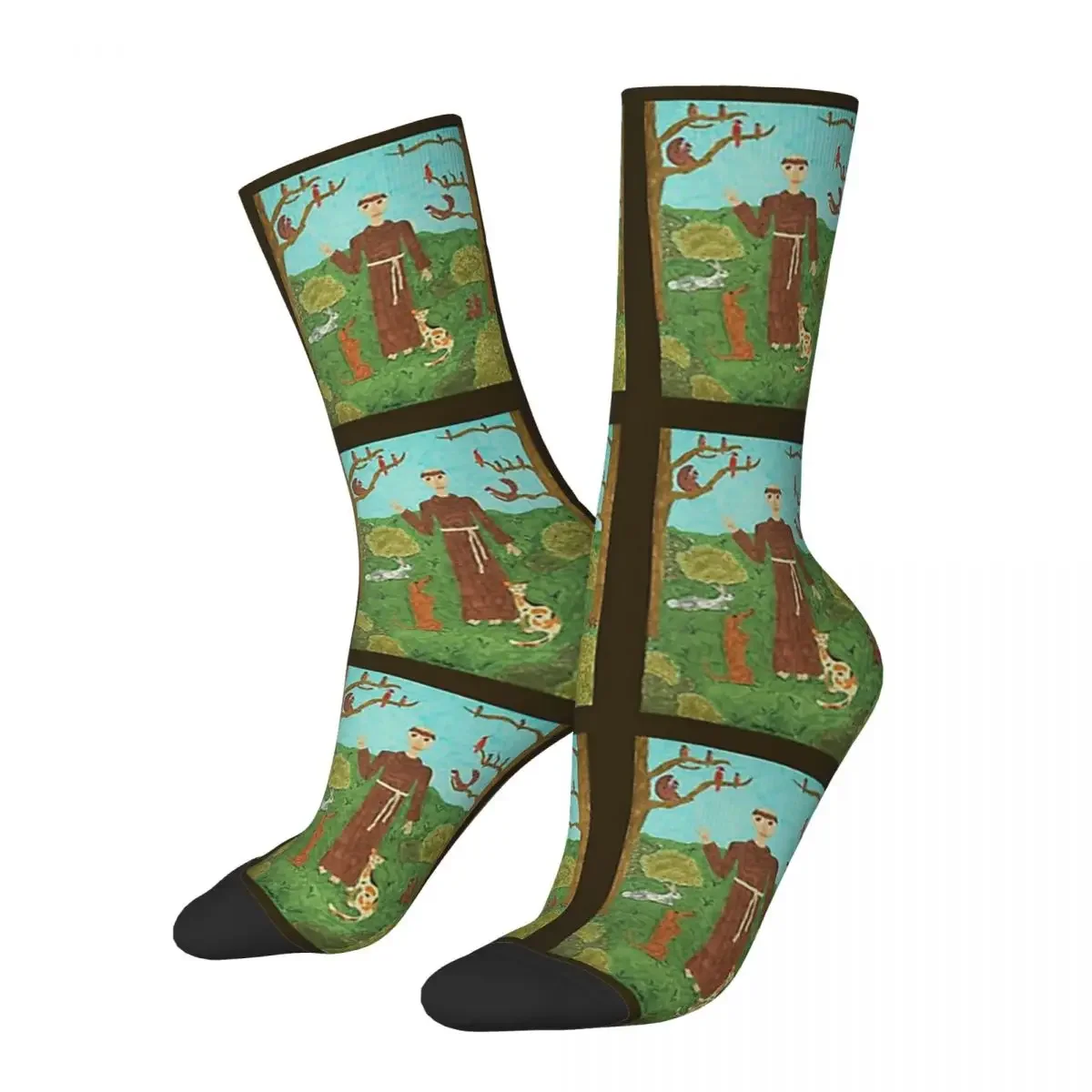 Saint Francis Of Assisi Socks Harajuku Super Soft Stockings All Season Long Socks Accessories for Unisex Gifts