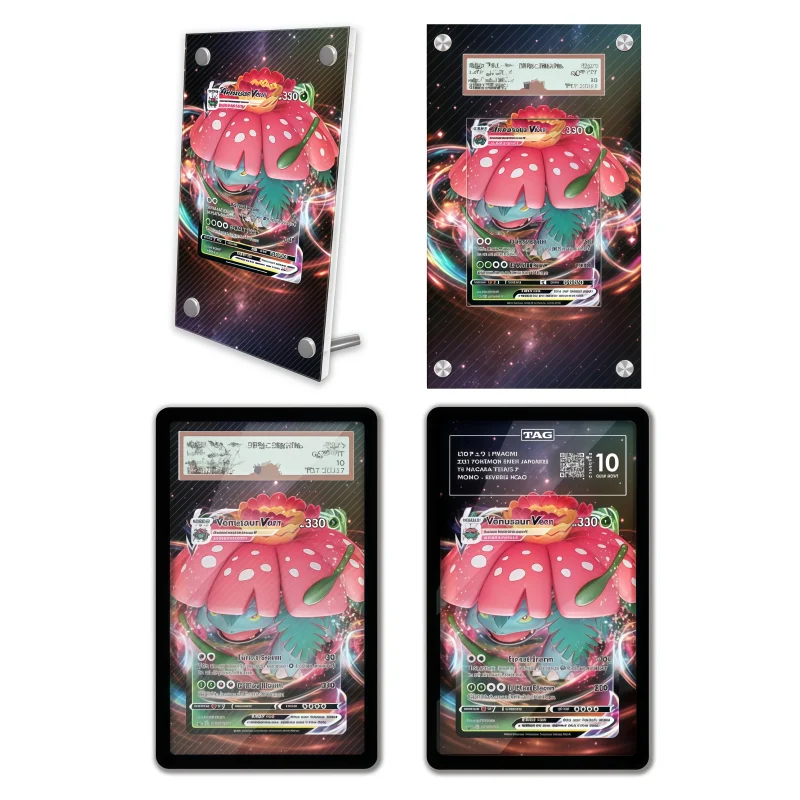 display-de-arte-anime-para-pokemon-espada-e-escudo-venusaur-estojo-protetor-de-acrilico-para-arte-de-jogo-anime-presente-chaveiro-nivel-de-avaliacao