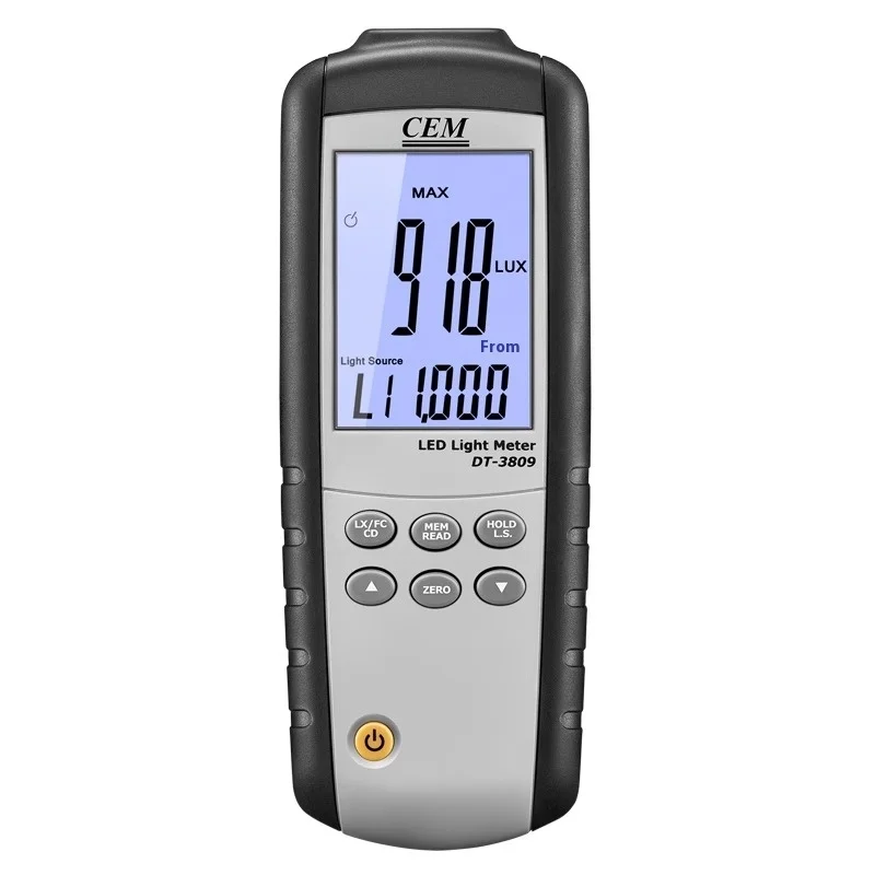 

CEM DT-3809 LED Light Meter 400000 Lux OEM Customizable Brightness 99 Record Storage for Test Instrument