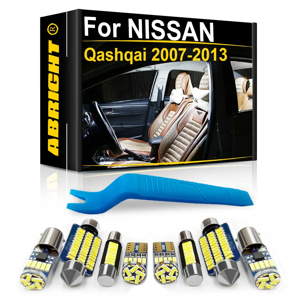 Car Interior LED Lights Canbus For Nissan Qashqai 2007 2008 2009 2010 2011 2012 2013 Dome Door License Plate Lamp Kit