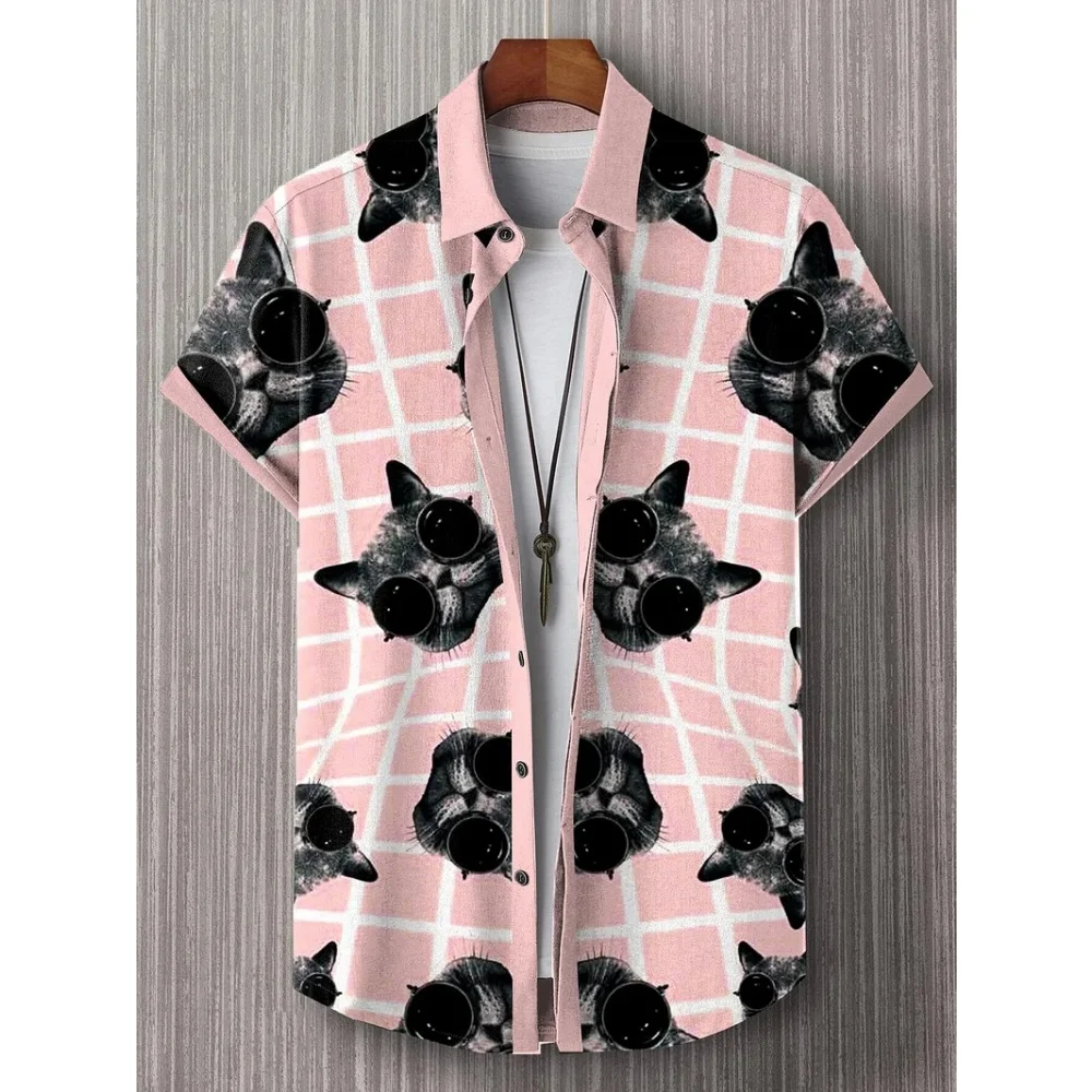 

Fashion Men's Art Graphics Casual Animal Shirt Short Sleeve Lapel Shirts for Summer Oversized Top Vacation Casual Hawaiian Shirt