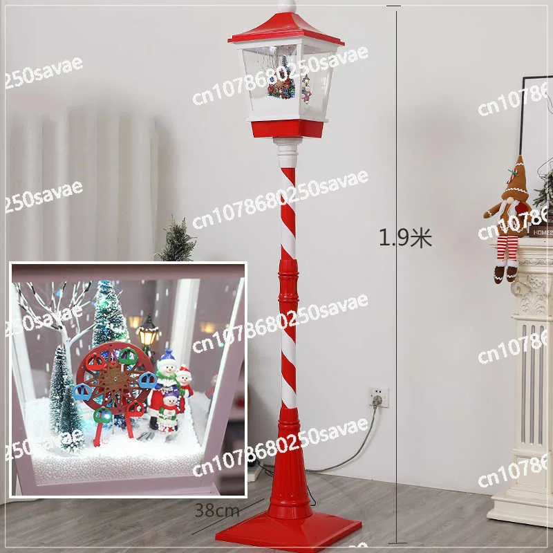 1.9 M Christmas Decorations Electric Music Snow Street Lamp Scene Decoration Layout Window Shopping Mall Snow Props