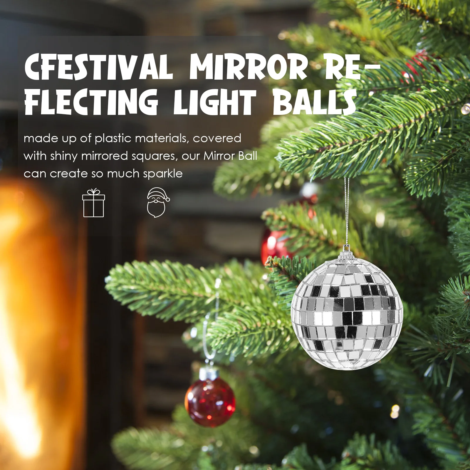 

9pcs Decorative Balls 7CMx6 8CMx3 Mirror Disco Balls Reflective Hanging Party Wedding Celebration Accessories Mini Silver