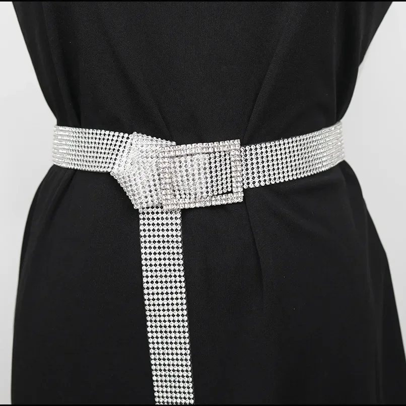 2023 Fashion Rhinestone Belt Ladies with Skirt Jeans Decoration High Quality Belts for Women Luxury Designer Brand Gold Silver